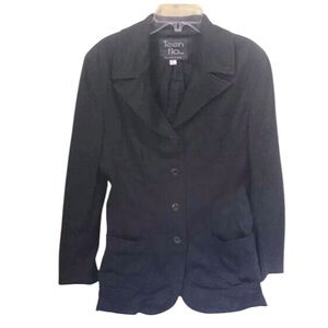 TeenFlo Paris Vintage Y2K Minimalist Stretch Jacket Blazer Cotton Pockets Button